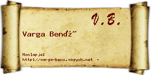 Varga Benő névjegykártya